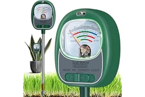 AiGerdinn Soil Test Kit, 4-in-1 Soil Moisture Meter/Light/Fertility/Soil PH Meter for Gardening, No Need Battery Soil Tester for Indoor&Outdoor Garden,Farm,Lawn -GrassGreen