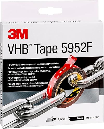 VHB 3M Double Sided Adhesive Tape 5952F 3 m x 19 mm x 1.1 mm Black