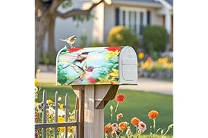 Xeerrfan Bird Mailbox Covers Magnetic Standard Size, 18 x 21 Inch Spring Printed Mailbox Wrap Dust-Proof Protection for Letterbox Postbox, Garden Yard Outdoor Decor (Hummingbird)