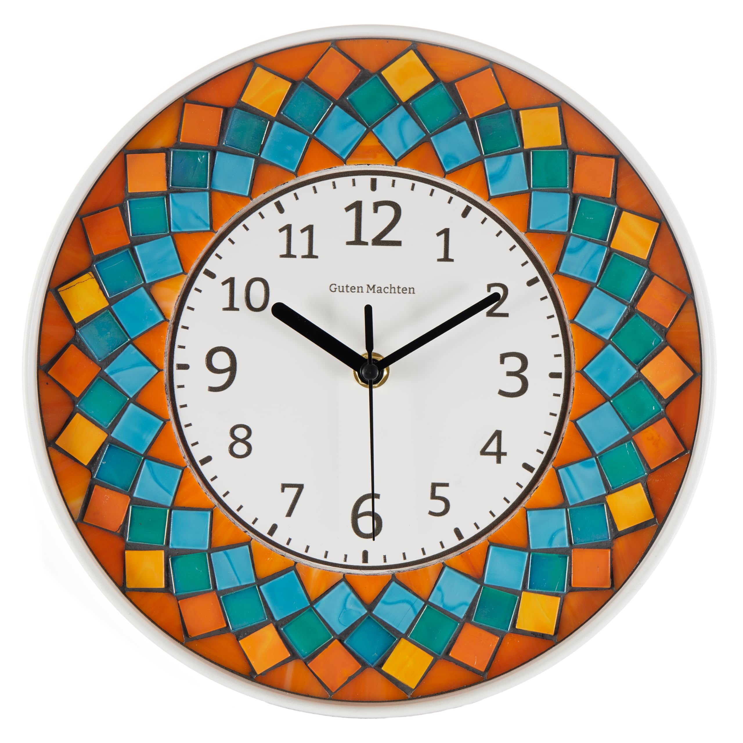 Guten Machten 10'' Orange Iridescent Glass Mosaic Wall Clock Mexican ...