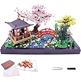 Alizdd Micro Building Blocks Sets,Chinese Zen Garden Architecture and Cherry Blossom Bonsai Tree Building Toys for Adults,Japanese Sakura House Model,Creative Mini Bricks Gift for Kids 14+,2280 PCS