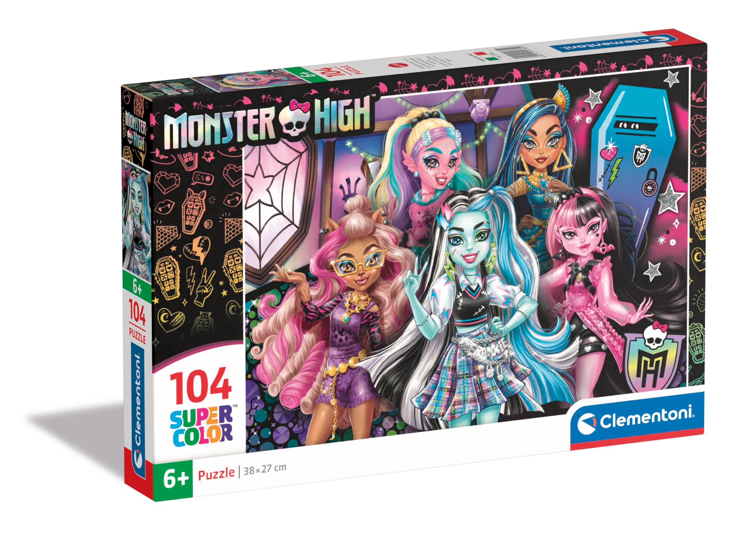 Clementoni Monster High 104-Piece Jigsaw Puzzle - Supercolor, Cartoon, Age 6-8, 1 Set, 104 Pieces, 1 Count, 48.5 x 33.5 cm, Beginner, Logical Thinking, Made in Italy