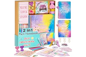 OIHEW DIY Journal Kit for Girls - 2PC Stocking Stuffers for Teen Girls, Stationary & Diary Set, Christmas Birthday Gifts for 8 9 10 11 12 13 14 Year Old Girls, Scrapbook Supplies Art and Crafts Toy Kit