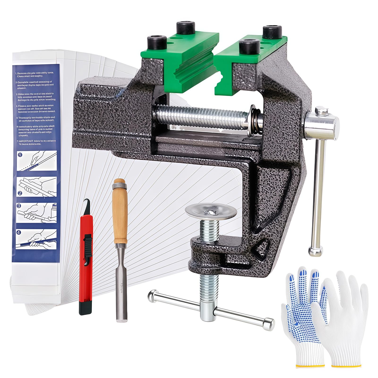 Photo 1 of **INCOMPLETE** Golf Grip Kit for Regripping Golf Clubs, Golf Club Regripping Kit.Include Retractable Hook Blade, Tapes Strips (2"x 10"), Grip Tape Remover, Bench Vise & Rubber Clamp (Solvent Not Included)