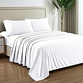 Mayfair Linen 100% Egyptian Cotton Sheets California King Size - 1000 Thread Count Cal King Sheets, 16" Deep Pocket Sateen Weave, Extra Soft, Cooling, Luxury Hotel Bed Sheet Set - White