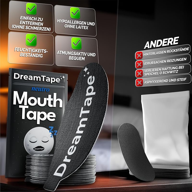 ® 35x Mouth Tape gegen Schnarchen – Mundpflaster zum Schlafen, Mundkleber für ruhigen Schlaf & Schlafhilfe – hypoallergen, latexfrei, atmungsaktiv – antischnarchmittel, mundtape