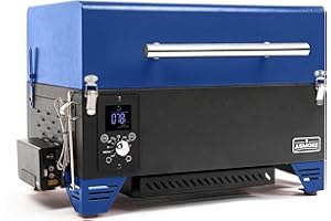 ASMOKE Battery Powered Portable Pellet Smoker & Grill - AS350DC ASCA™ Pellet Smoker, 256 sq. Smoker Grill w/Meat Probe, Temp Control Portable Smoker w/Detachable Ash Pan, 8-In-1 Grill Smoker, Blue