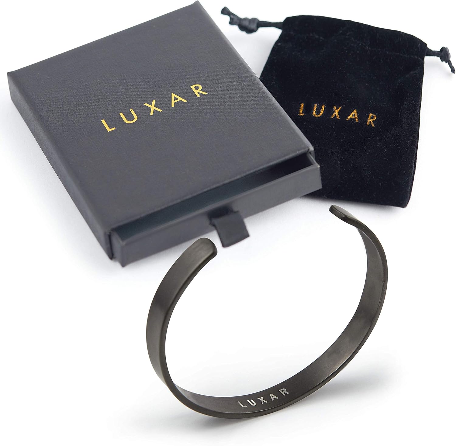 Luxar Men's Titanium Cuff Bracelet | Solid Titanium Minimalist Bracelet Designed for Men | Available in Medium and Large Sizes | Explore The World of Luxar (Brushed Gunmetal Gray | Large): Jewelry