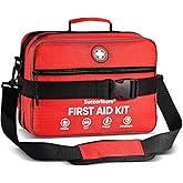 Professional 435 Pieces Large First Aid Kit - Includes Compressed Gauze - Compartments Emergency Medical Kit for Home, Camping, Backpacking, Travel, Boat, Car,Outdoors (Red)