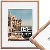FLYJOE 11x14 Picture Frame, Display Pictures 8x10 with Mat or 11x14 Without Mat, Wall Hanging Photo Frame, Natural Woodgrain, 1 Pack