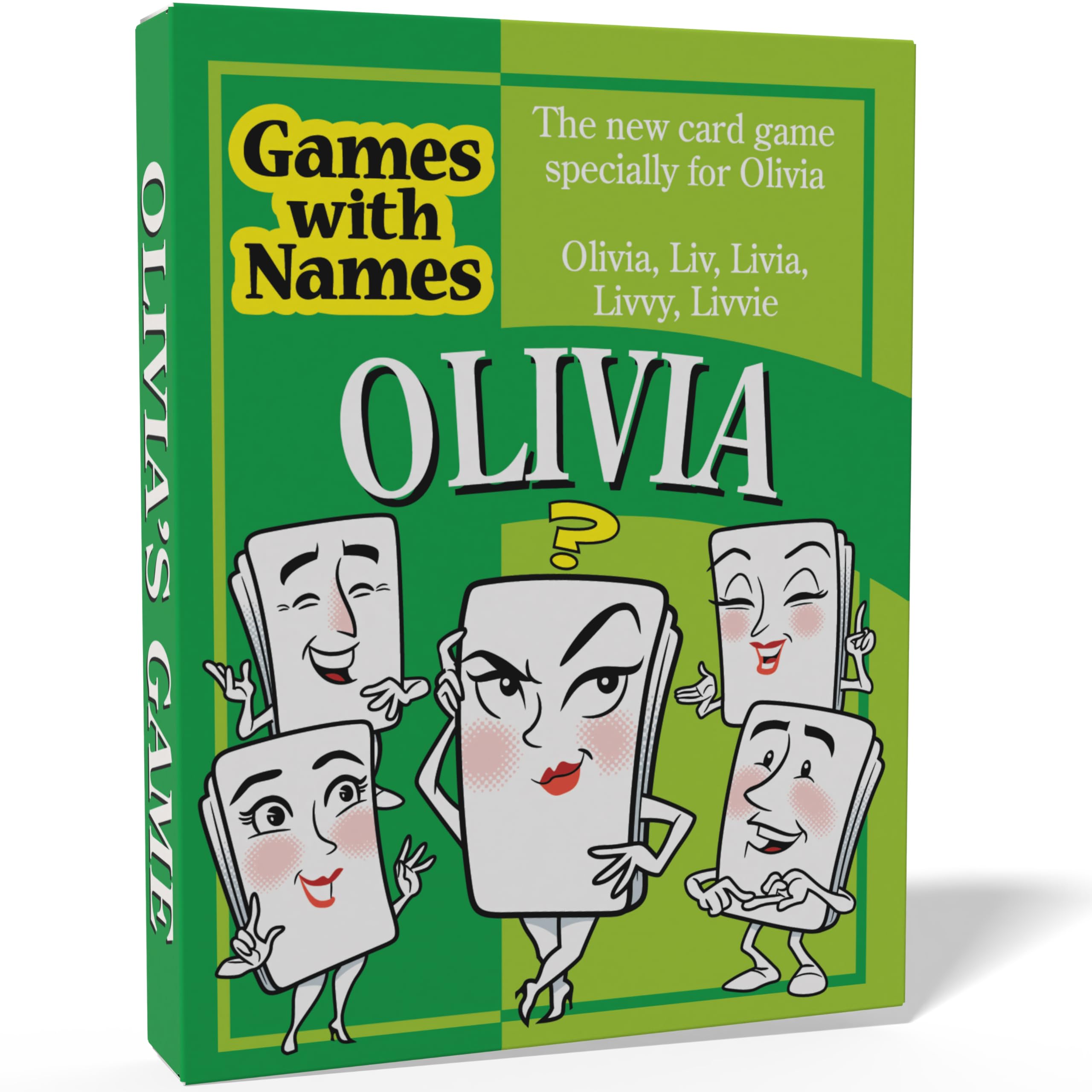 GoForItGames.com OLIVIA'S GAME: Unique personalised card game for girls and women called Olivia. A personalised present idea for Xmas, birthdays or for any other time of year.