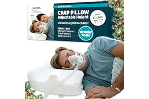 Lunderg CPAP Pillow for Side & Back Sleepers - Memory Foam with Adjustable Height - 2 Pillowcases Included (Machine Washable) - Reduce Air Leaks & Mask Pressure for Better Sleep - Works with ALL Masks
