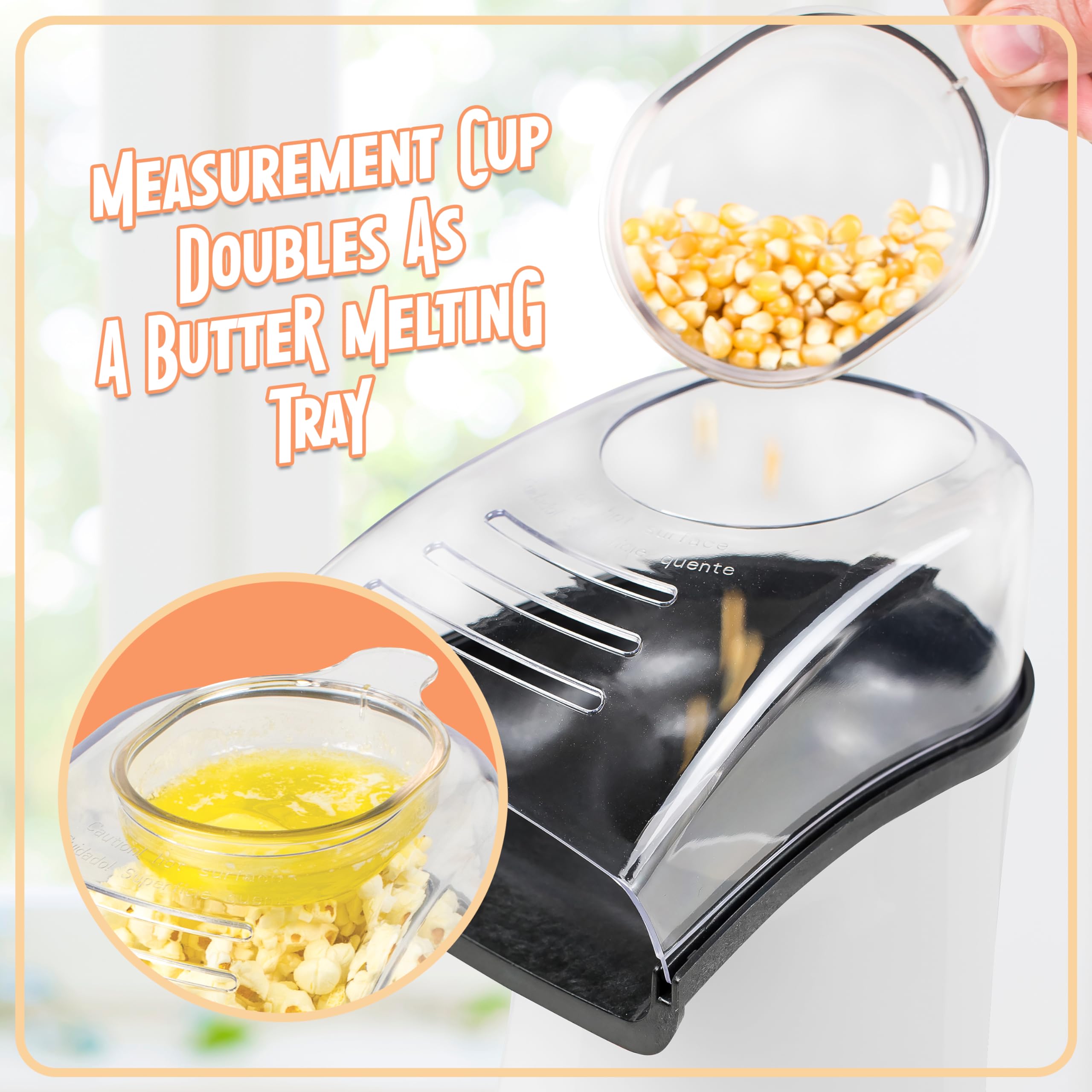 Nostalgia 16 Cup Hot Air Popcorn Maker | Makes Hot, Healthy Popcorn, No Oil Needed | Measuring Cap for Kernels Included | Stainless Steel |White