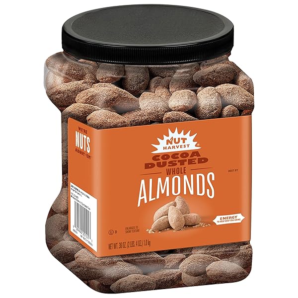 NUT HARVEST, COCOA DUSTED ALMONDS, 36 OUNCE JAR