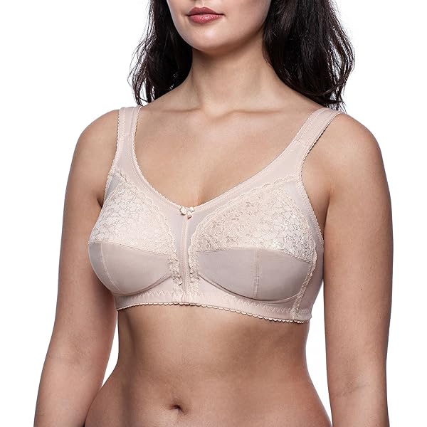 BIMEI Women's Plus Size Mastectomy Bra - Cotton Lace Wirefree With Pockets