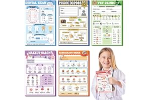 Eaasty 6 Pack Kids Pretend Play Notepads 4 x 6 Inch Playtime Pads for Kids 40 Pages Pretend Notebooks Imaginative Role for Toddlers (Role Play)