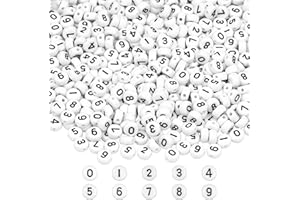 AUVOAU Auvoua 300Pcs Letter Beads Number 4X7mm White Alphabet Beads Acrylic Round Shape Loose Beads for Name Bracelets Necklaces Key Chains DIY Jewelry Making (Number)