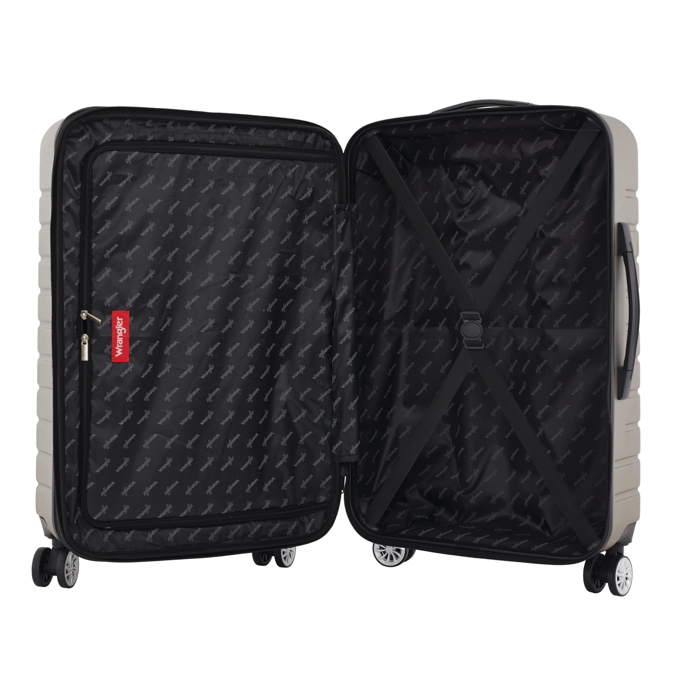Wrangler Tahoe 3 Piece Spinner Luggage Set, Desert Taupe, 18.5 x 12 x 31.5 inches