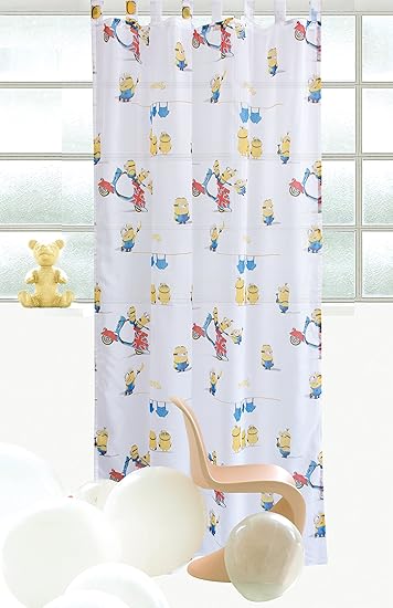 Minionsschlaufenschal - Schlaufengardine Dekoschal Gardine Vorhang Schlaufenschal Kinderstore Deko fürs Kinderzimmer - 145 x 