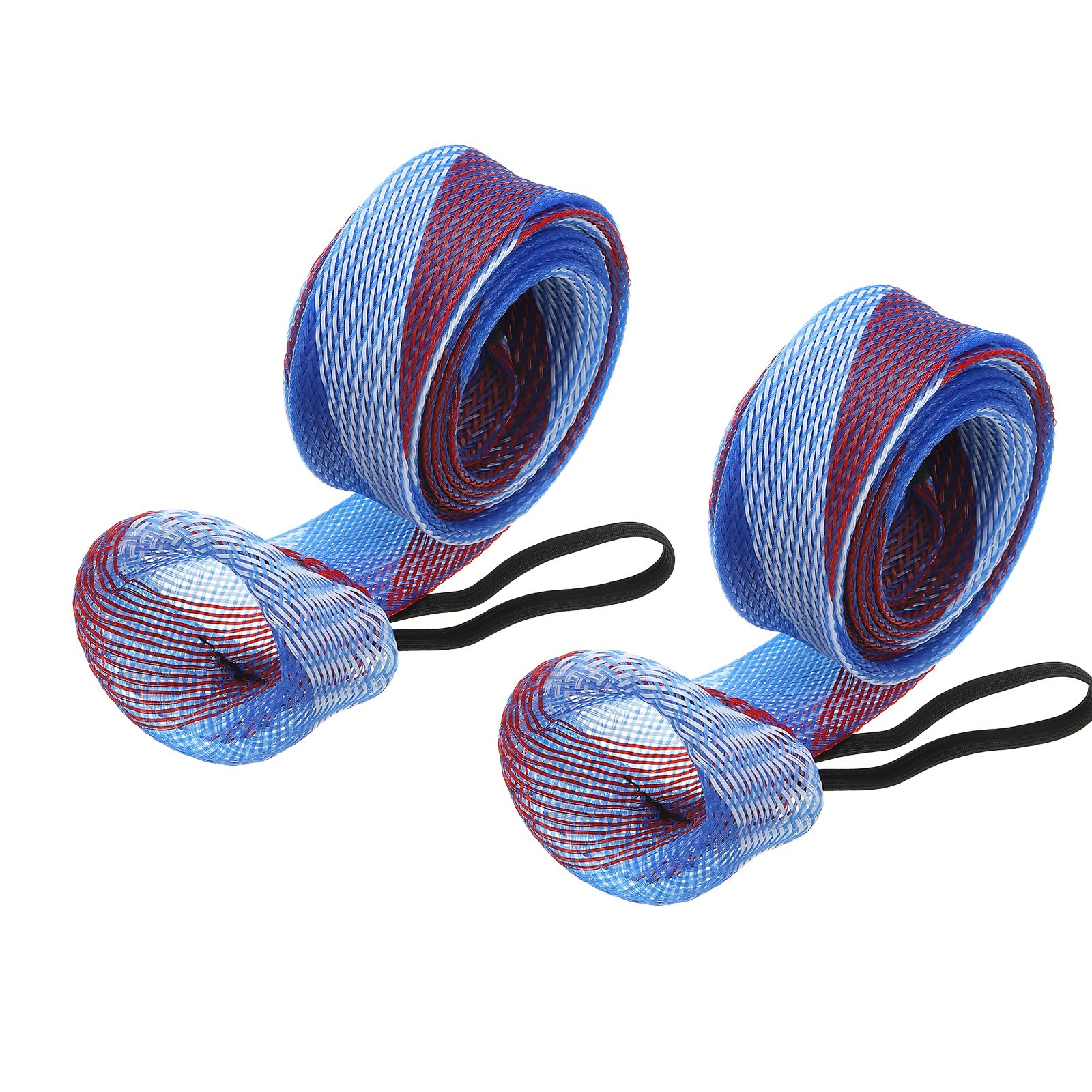 PATIKIL 75 Inch Rod Sock, 2 Pcs Fishing Rod Sleeve Cover Braided Mesh Pole Protector Gloves Fishing Tools Flat End for Spinning Fishing Rod Fly Rod Ice Rod Casting Rod, Blue White Red