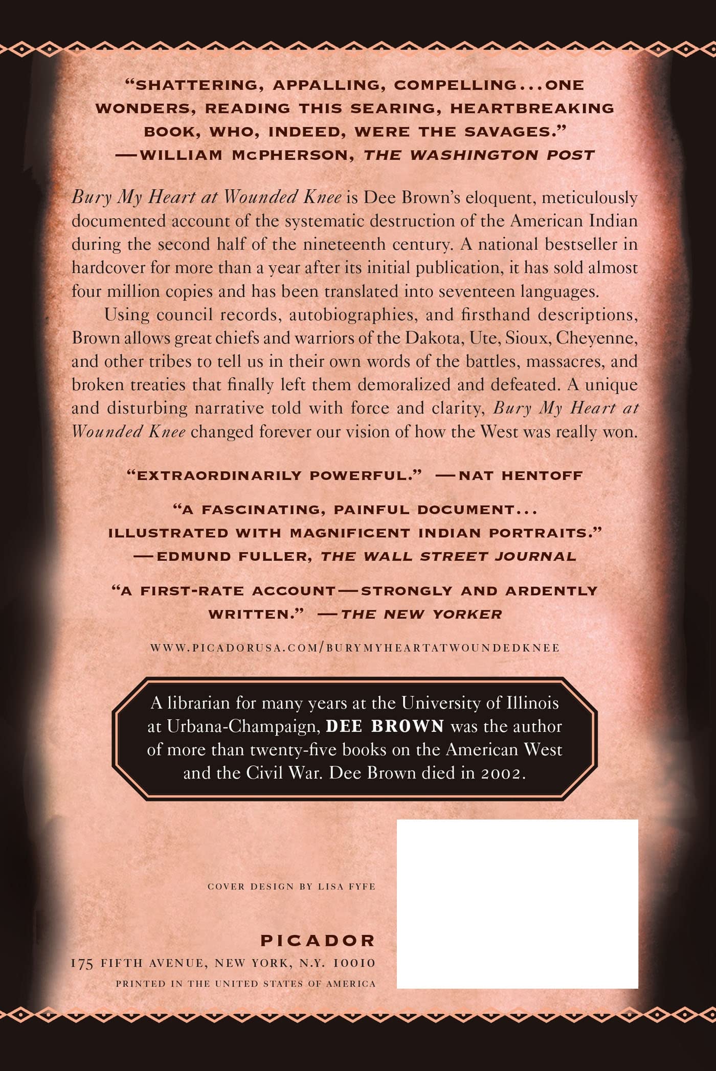 Bury My Heart at Wounded Knee: An Indian History of the American West