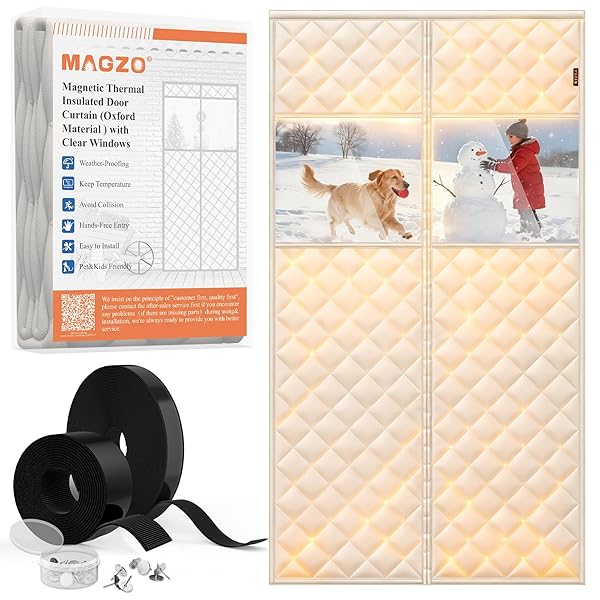 MAGZO MAGNETIC DOOR DRAFT STOPPER CURTAIN WITH PERSPECTIVE...
