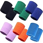 6 Pairs Sports Wristbands, JEMLYD Wrist Sweatbands for Men & Women, Stretchy & Sweat Absorbing Cotton Terry,Perfect for Basketball, Football, Tennis, Soccer, Running & Working Out(Multicolored)