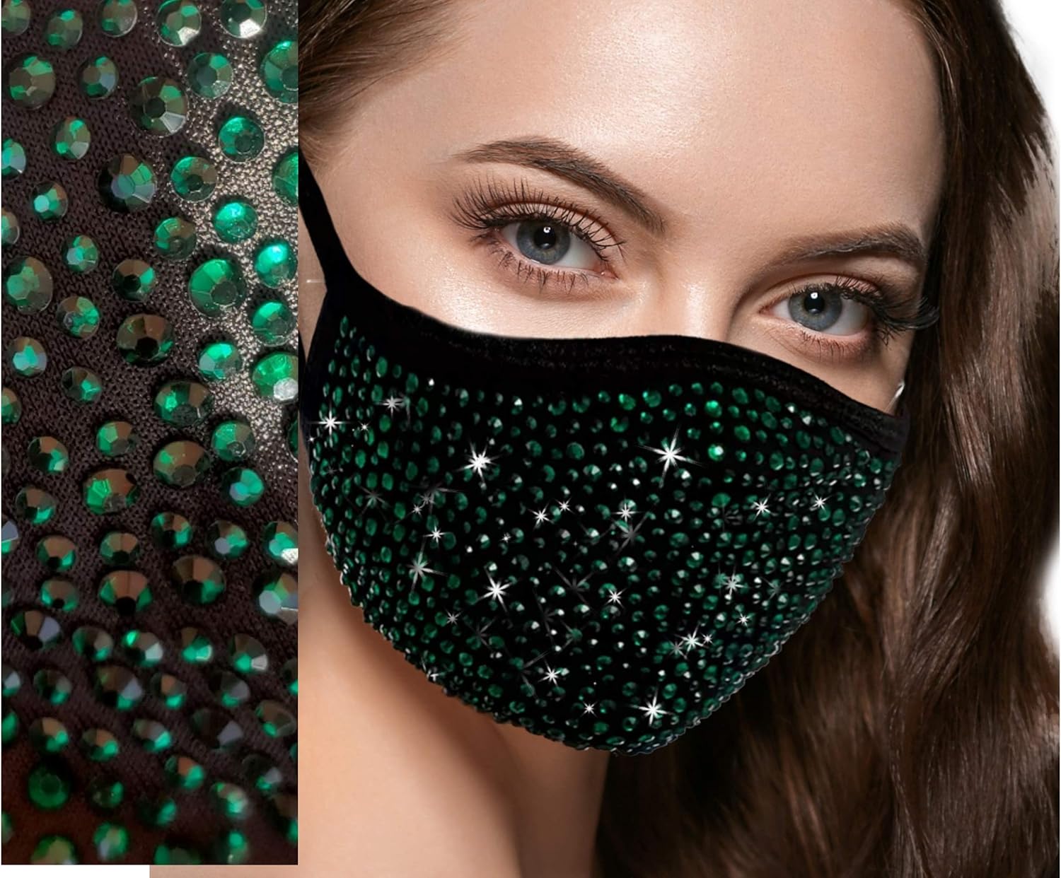 Rhinestone Glitter Face Masks For Women, Fashion Bling Sequin Masks