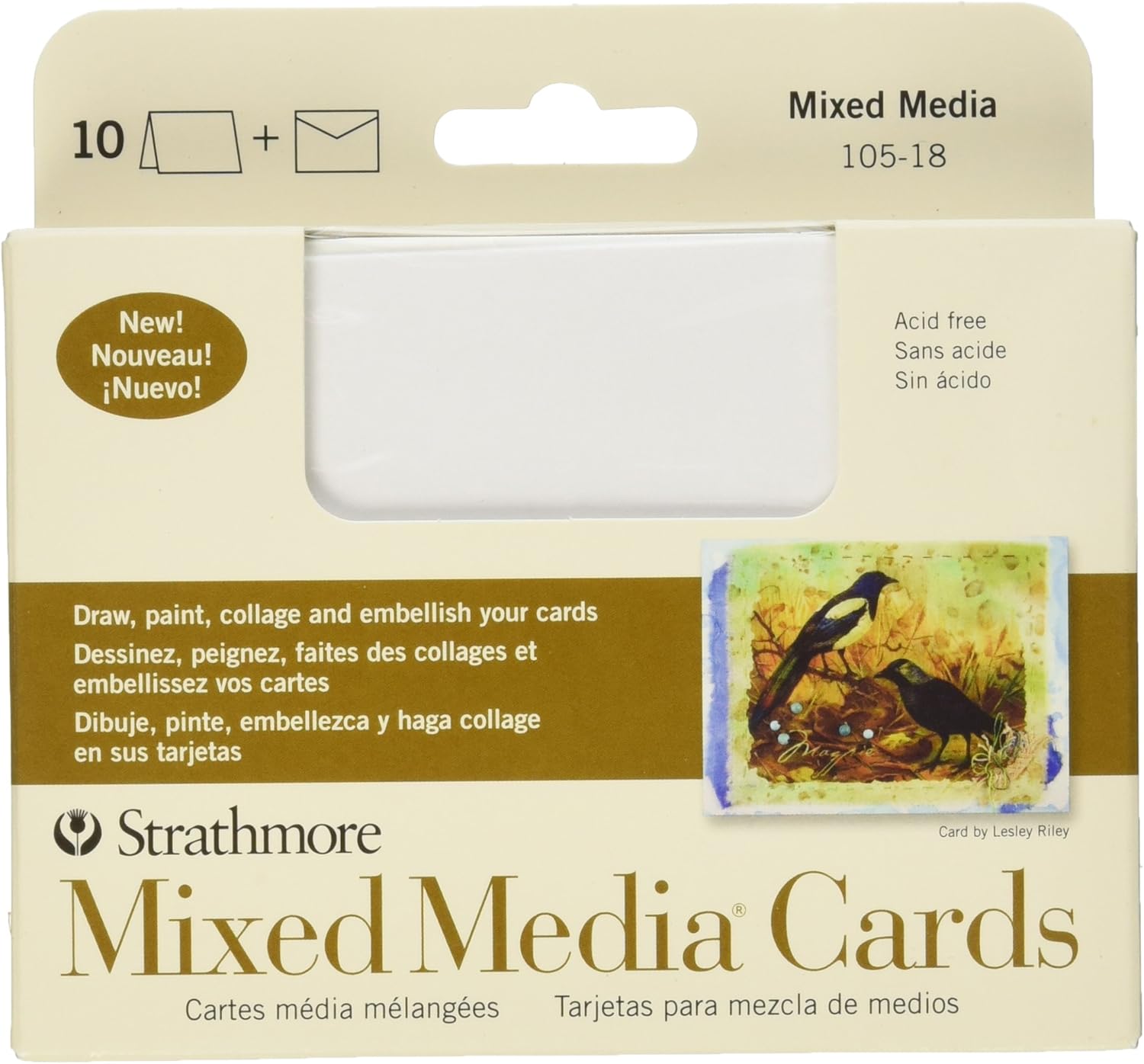 Strathmore 105-18 Mixed Media Cards, Announcement Size, Vellum, 10 Cards & Envelopes: Office Products