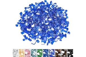 Mr. Fireglass 20 Pounds Cobalt Blue Reflective Fire Glass, 1/2 Inch High Luster Tempered Glass Rocks for Fire Pit Table Fireplace and Landscaping, Decorative Propane Gas Fireplace Glass Rocks