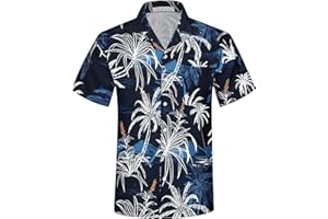 APTRO Men's Hawaiian Shirts Short Sleeve Button Down Casual Beach Tropical Shirts Party Holiday