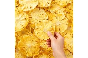 Finalery Dried Pineapple Slices 7.86oz/220g, Dehydrated Pineapple Flowers for Cocktail Garnish, Cake Decoration, Tea, Smoothies - Organic Pineapple Chips, Edible Fruit Garnish, Gluten Free, Vegan, No Sugar Added