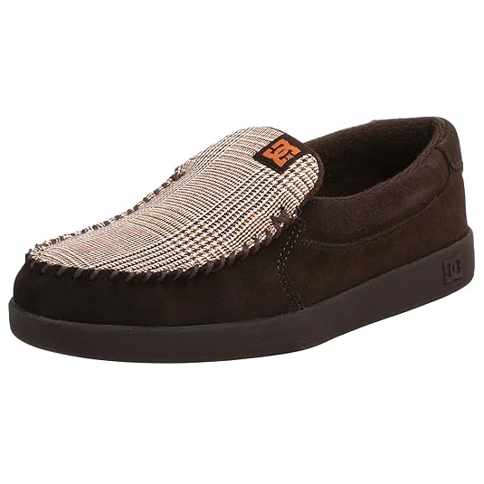 DC Men�s Villain TX Skate Shoe,Brown/Plaid,11