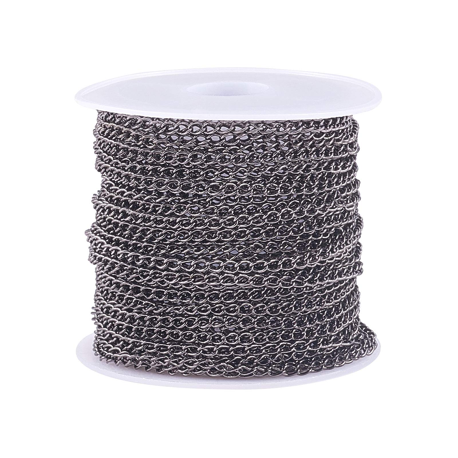 Airssory 10m/32.8ft Twisted Chains Link Curb Chains Soldered with Spool for Necklace Jewelry Accessories DIY Making - 3x2mm