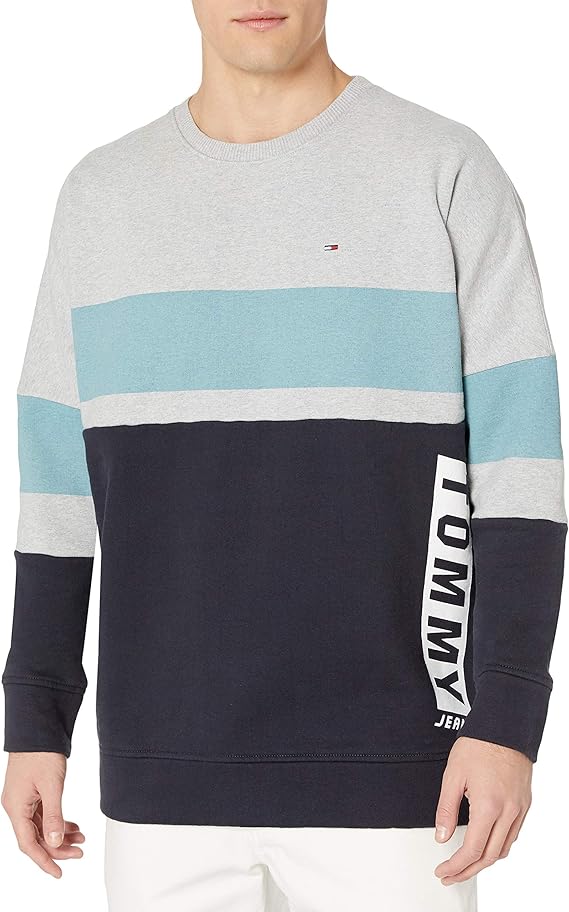 tommy hilfiger junior linear logo crewneck sweatshirt black