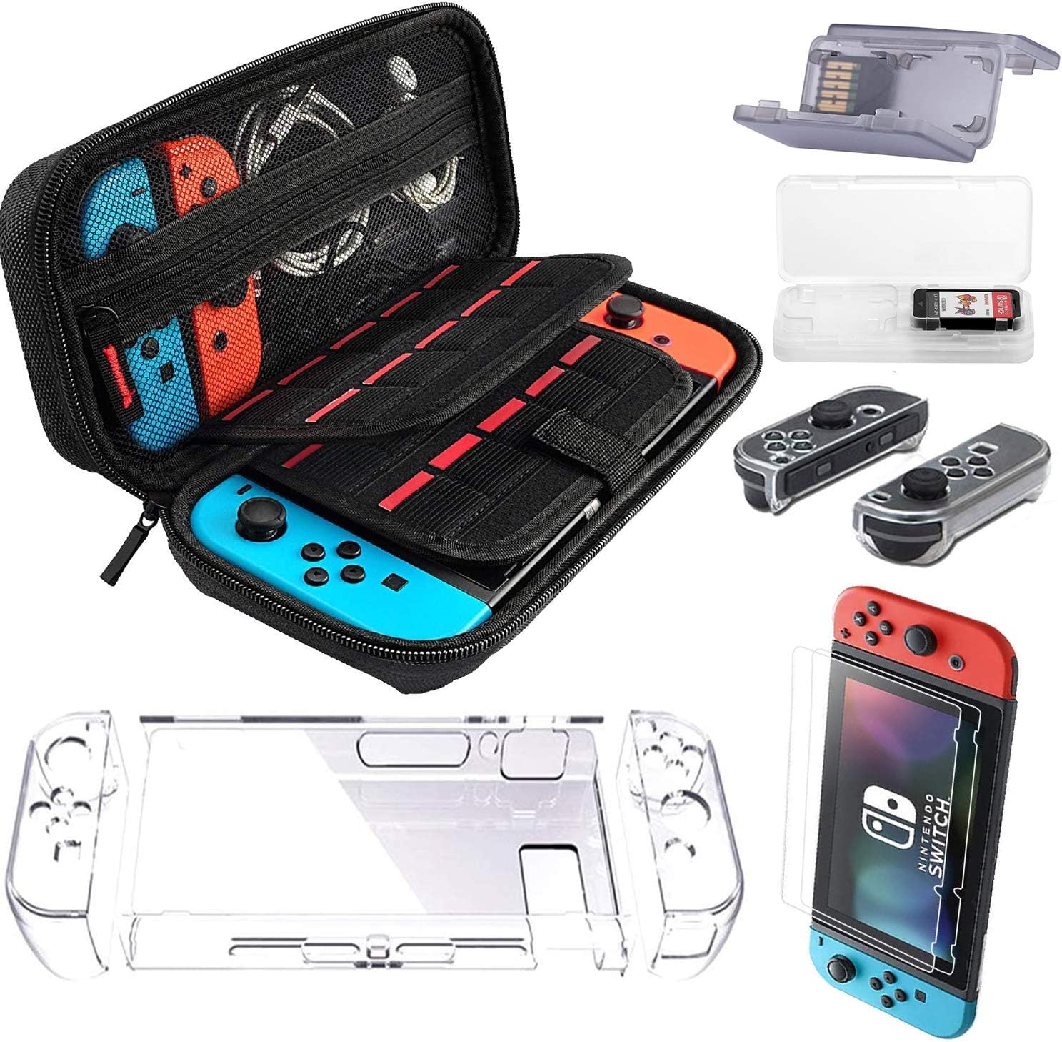 Carrying Case for Nintendo Switch with 2 Pack Screen Protector, 2 Pack Game Card Holder,Protective Hard Portable Travel Carry Case for 20 Game Cartridges and other Nintendo Switch Console Accessories: Electronics