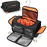 Prokva Tactical Toiletry Bag for Men, Hanging Hygiene Bag, Travel Dopp Kit Organizer for Shaving, Shower Essentials and Toiletries, Black (Empty Bag)