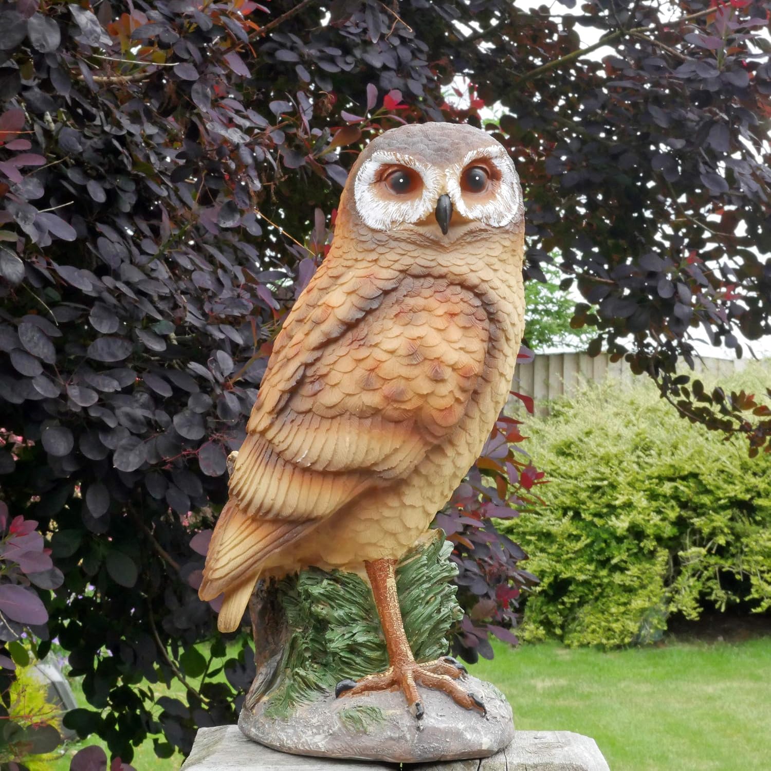 Ablerhome Decor Perching Barn Owl Sculpture Wild Bird of Prey Resin