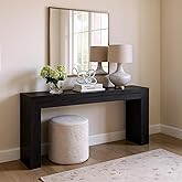 Plank+Beam Grand Console Table, 66 Inch Modern Solid Wood Sofa Table, Narrow Entryway Table for Hallway, Behind The Couch, Living Room, Foyer, Black Wirebrush