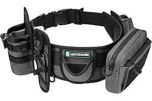 LACUEQUES Wading Fly Fishing Belt Kit - Fish Fighting Belt for Saltwater Surf, with Belly Rod Holder, Pliers Holster, Tackle Pouch, Water Bottle Holder, Fits Waists 32 to 61 Inches (Grey)