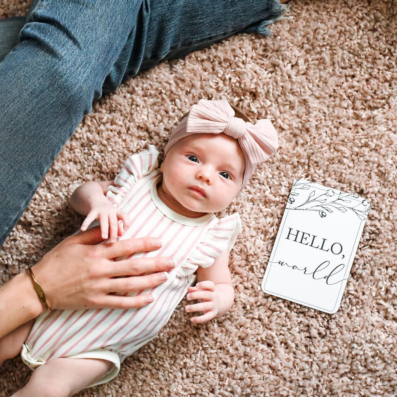 Baby Milestone Cards (19+11) - Weekly Baby Milestone Signs w/Hello World Newborn Sign, Announcement Sign - Birth Announcement Cards for New Moms