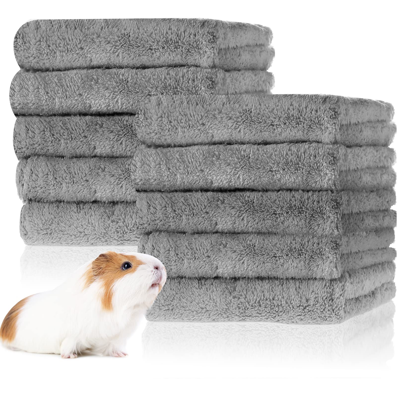 Tatuo 10 Pieces Guinea Pigs Blankets Hamster Fleece Cage Liners Soft Guinea Pig Accessories Small Animal Pet Blanket Sleep Bedding Mats Pet Supplies for Dog Puppy Cat (Gray,11.8 x 11.8 Inch)