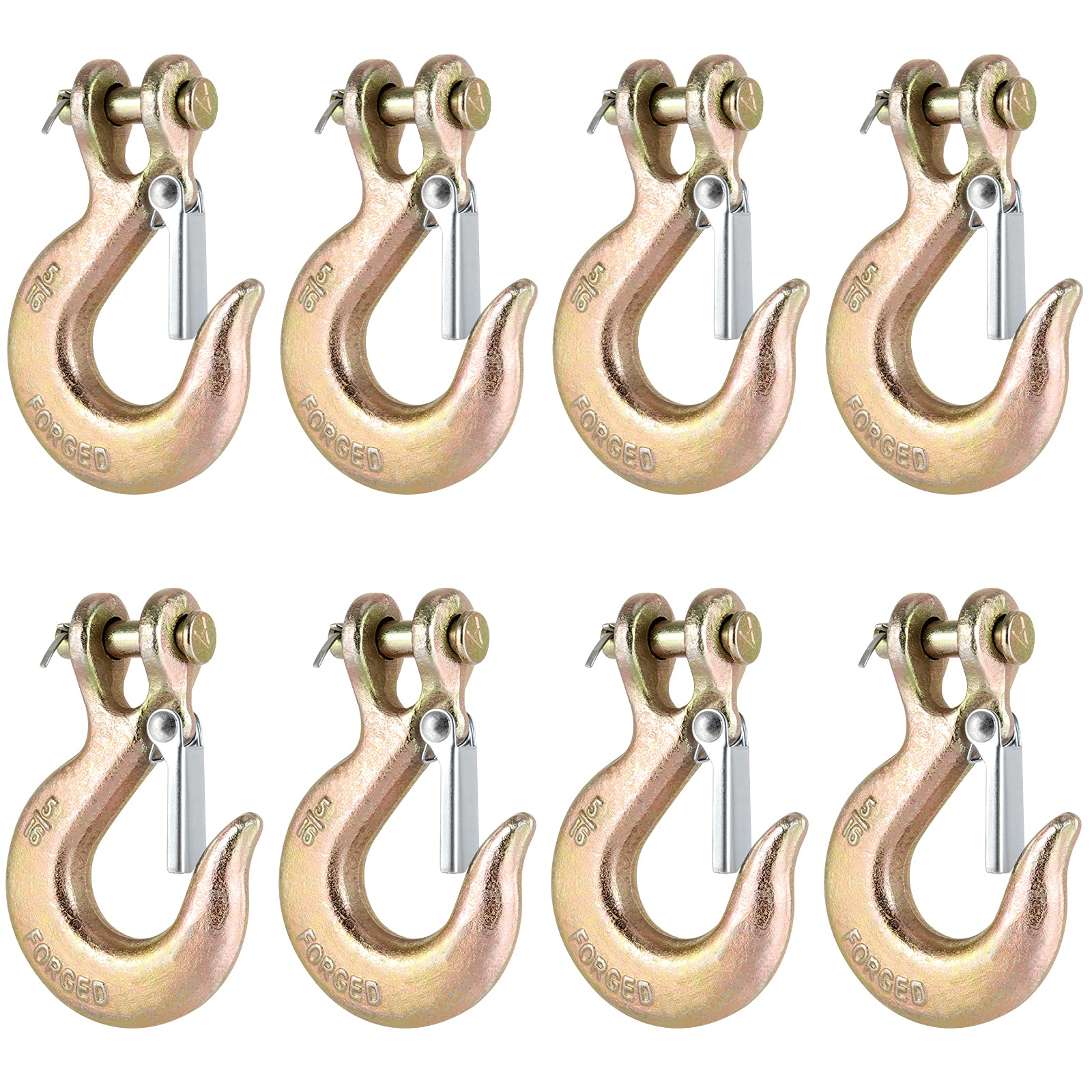 Photo 1 of MAHIONG 8 Packs 5/16 Inch Clevis Slip Hooks with Safety Latch, 4400 Lbs Capacity G70 Forged Steel Heavy Duty Clevis Slip Chain Hook Grab Tow Hook for Truck Trailer Transport