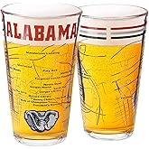 Greenline Goods – University of Alabama Crimson Tide College Pint Beer Glasses (Set of 2), 16 oz – Full-Color Logo + Campus Map