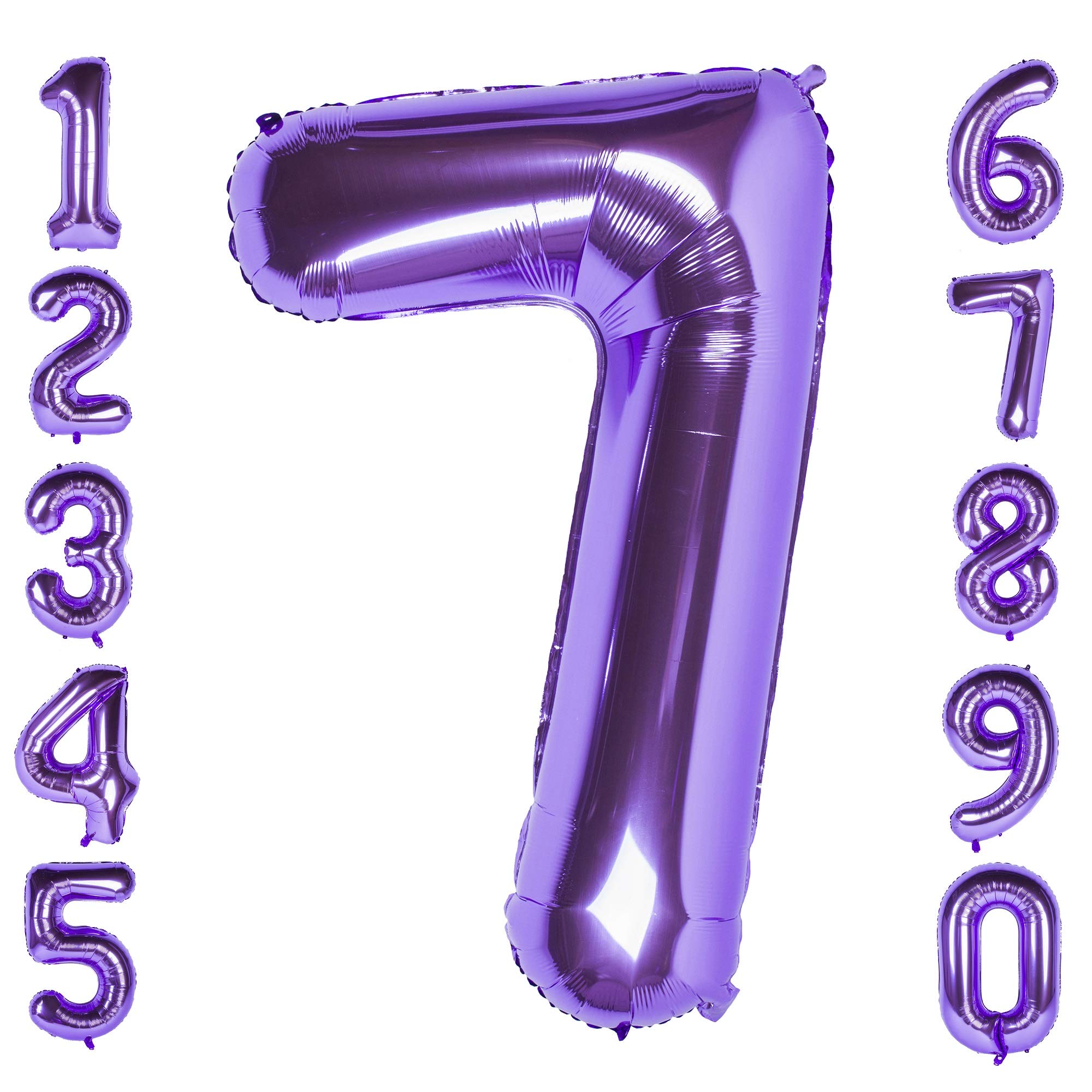 Purple 7 Balloons 40 Inch Large Purple Number 7 Balloons,Foil Helium Digital Balloons for Birthday Anniversary Party Festival Decorations