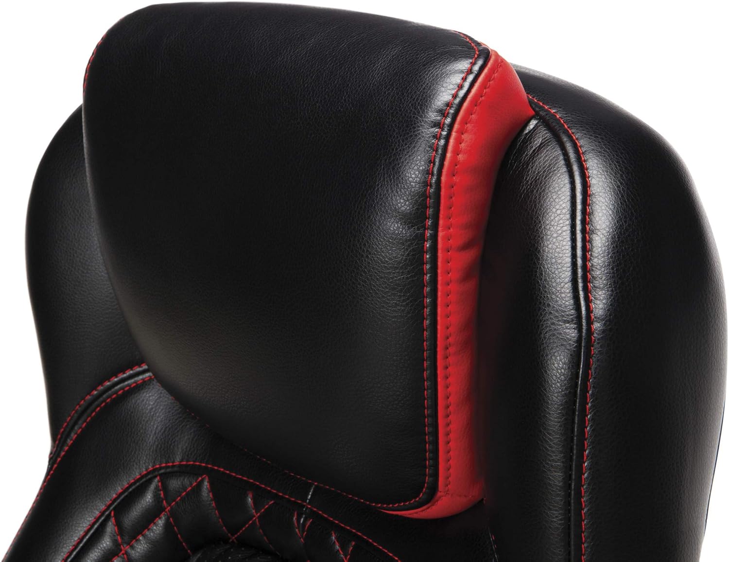 OFM Essentials Collection Racing Style SofThread Leather High Back Office Chair, in Red: Furniture & Decor