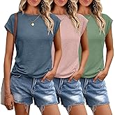 SUNBS 3 Pack Womens Summer Tops Cap Sleeve T Shirts Business Causal Dressy Basic Tee Fashion Trendy Cute Outfits 2026
