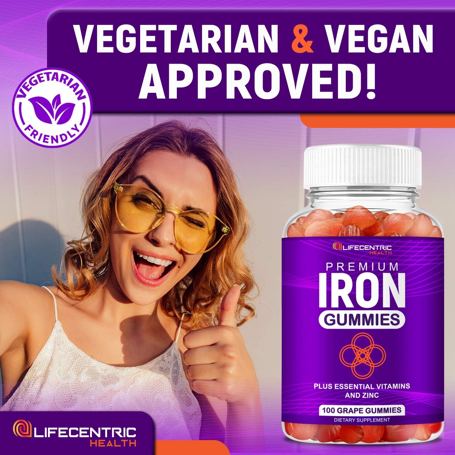 Iron Gummies for Adults and Kids | Biotin Zinc Vitamin B Folic Acid Vitamin Gummies | Vegan Gluten Free Blood Builder Anemia Supplements | Tasty Energy Boosting Iron Supplement for Women and Men: Health & Personal Care