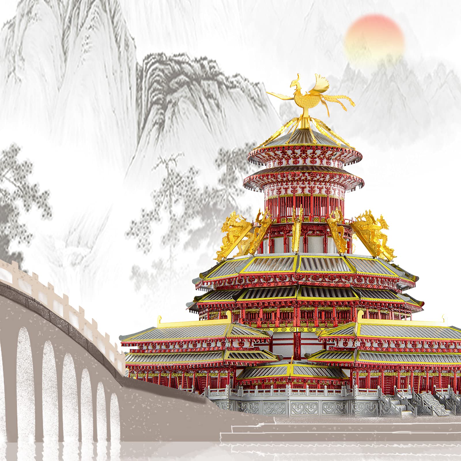 Piececool 3D Metal Puzzles for Adults, Ziwei Palacer Model Kits, Famous Chinese Architecture Model Building Kits, DIY 3D Puzzle Building Blocks Great Gift,189 Pcs