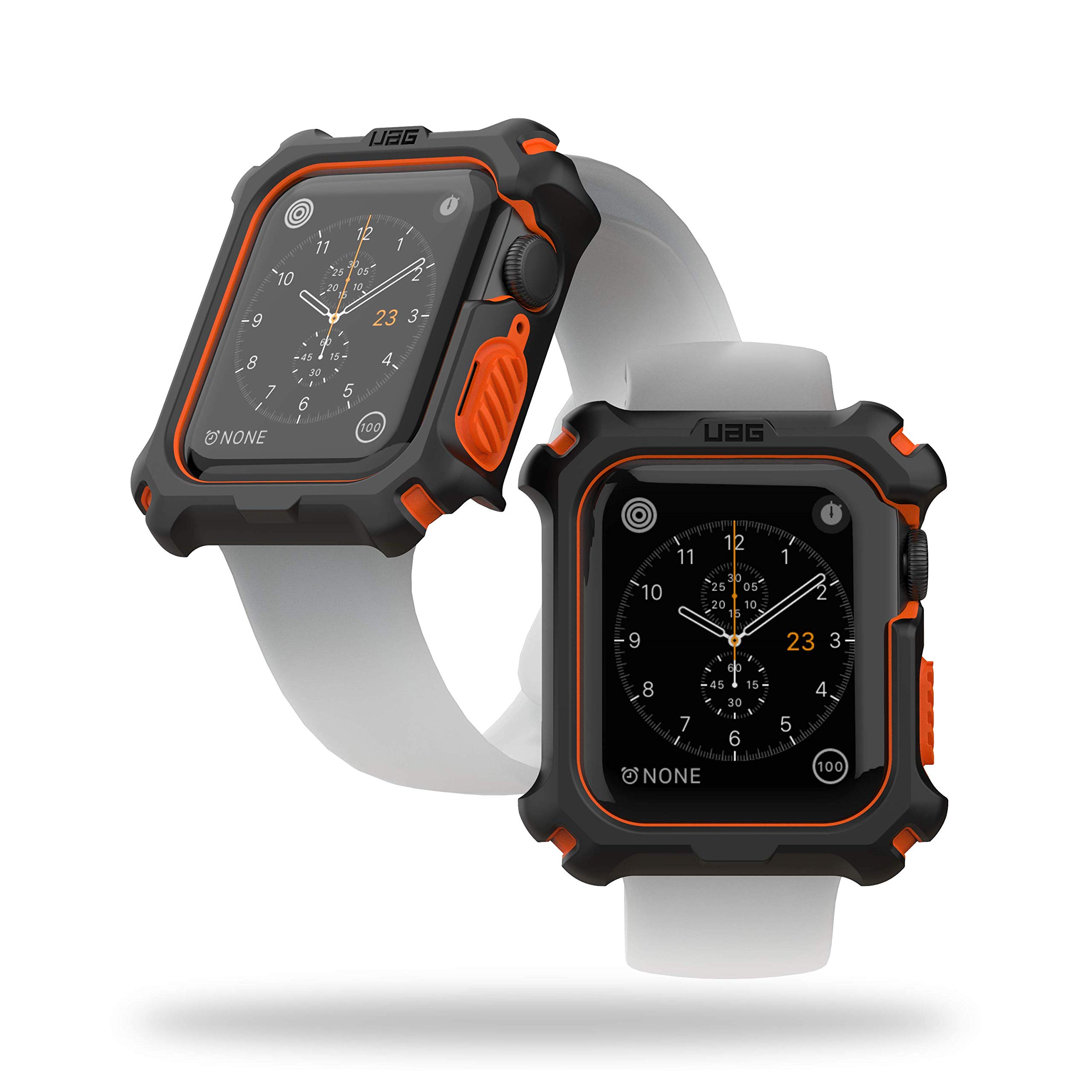 URBAN ARMOR GEAR UAG Compatible Apple Watch Case 44mm, iWatch Series 6/5/4 & Watch SE, Rugged Protective Bumper Case, Black/Orange